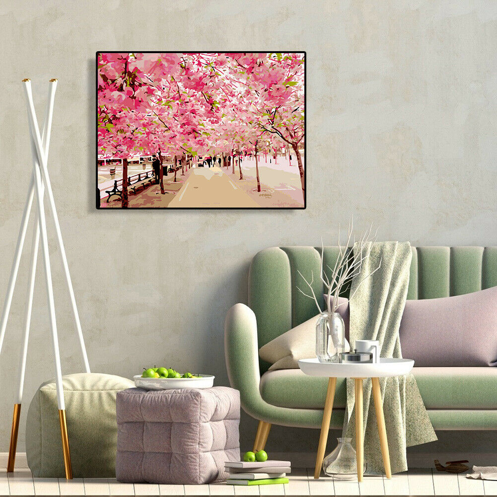 Painting By Numbers Kit DIY Tree Avenue Hand Painted Canvas Oil Art Picture @