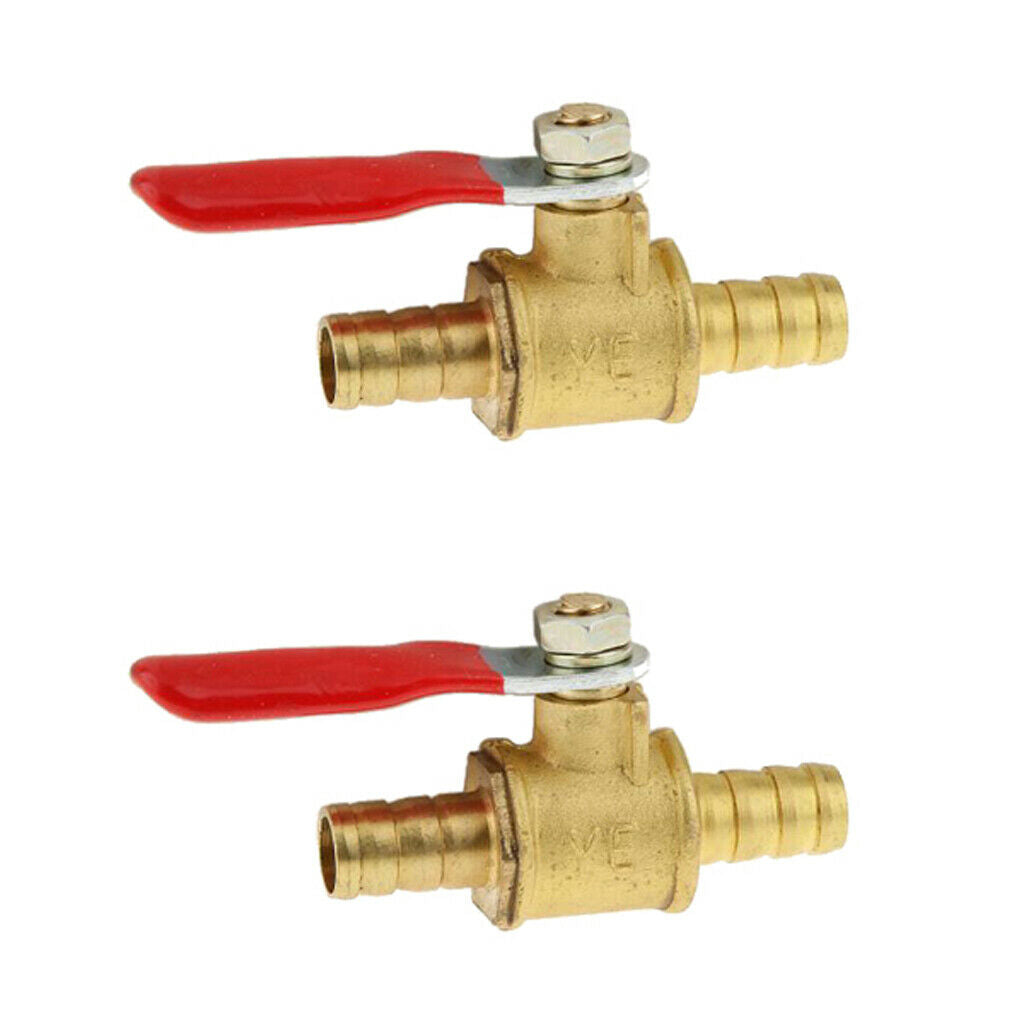 2pcs 1x 8mm Brass Ball Valve Gas Air Fluid Use Shut Off Red Handle