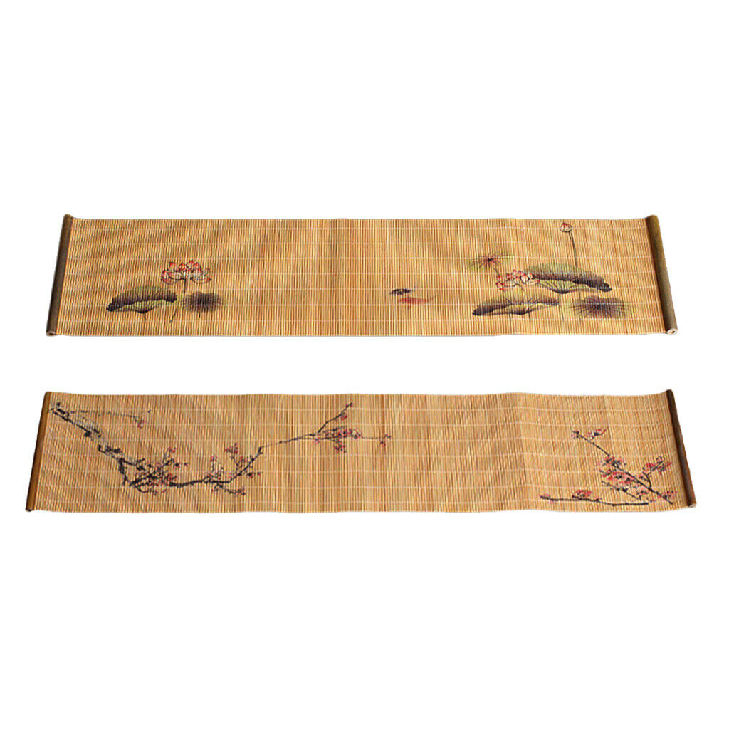 2Pcs Tradtional Bamboo Wooden Tea Mats Zen Table Runner Heatproof Pad Gifts