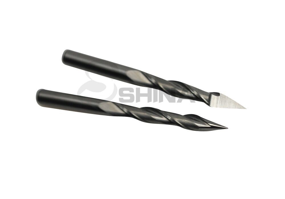 5x 3.175mm 30 deg 0.1mm Tungsten Carbide Two/Double Flutes Spiral Engraving Bit