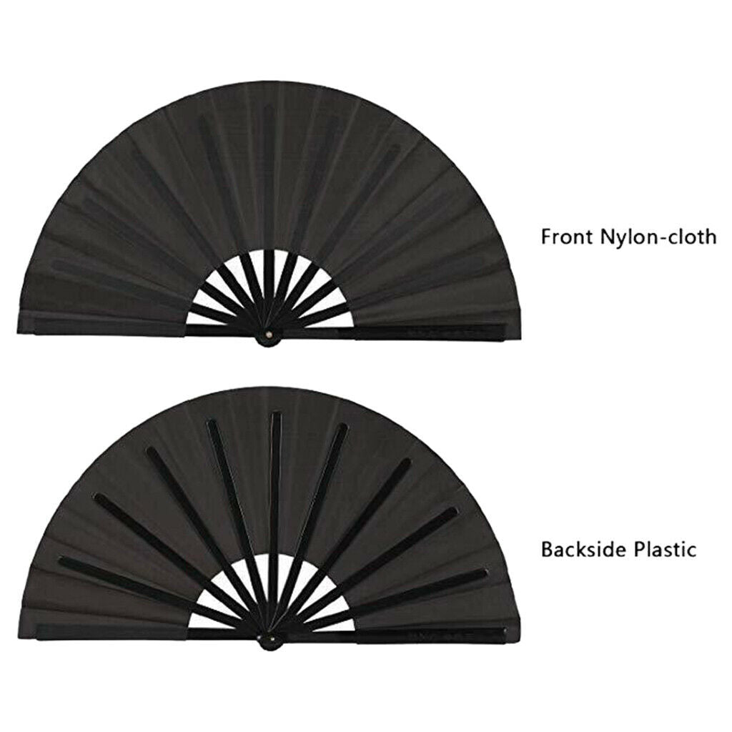 4Pcs Large Folding Fan Kung Fu Black Folding Hand Fan Performance Party