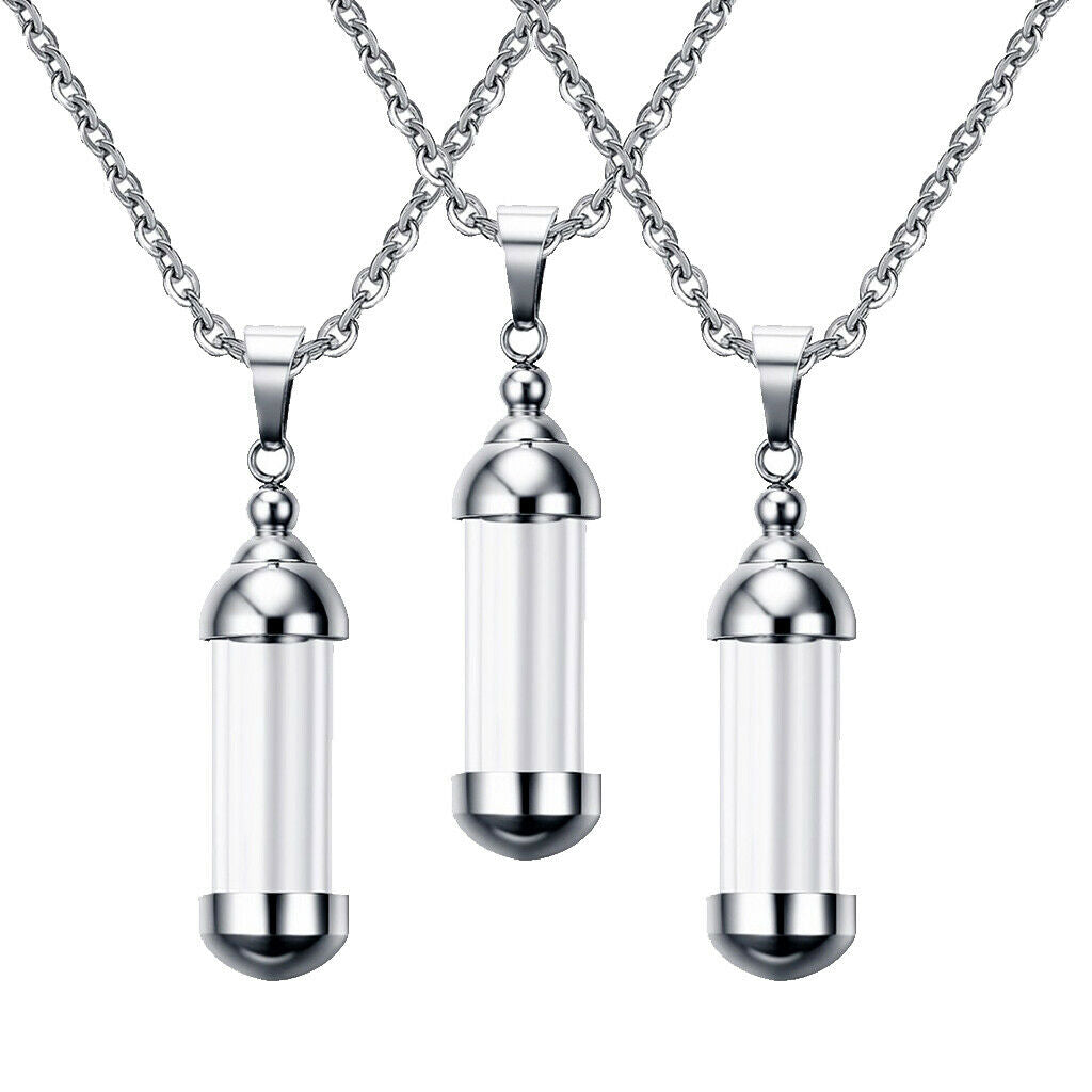 3 Pieces Steel Screw  Tube Glass Bottle Urn Vial Charm