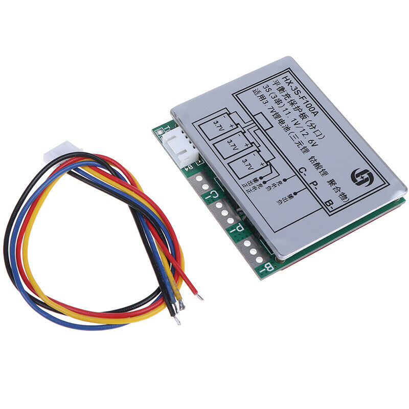 1X 3S 100A 11.1V 12V Lithium 18650 Battery Cell PCB Protection Board w/ Balan DD