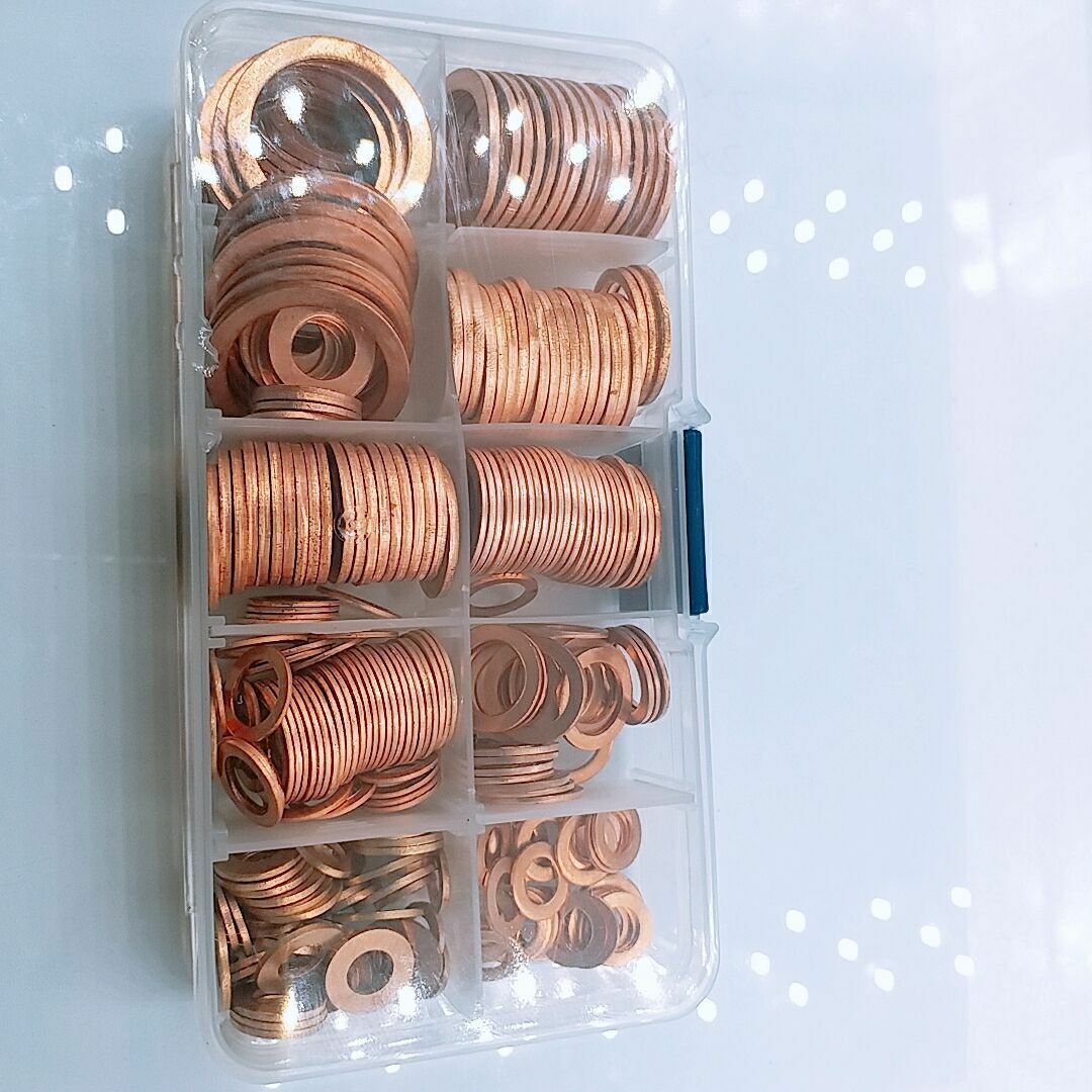 280pcs 12 Sizes Copper Crush Washers Assorted Seal Flat Ring Hardware Accessory