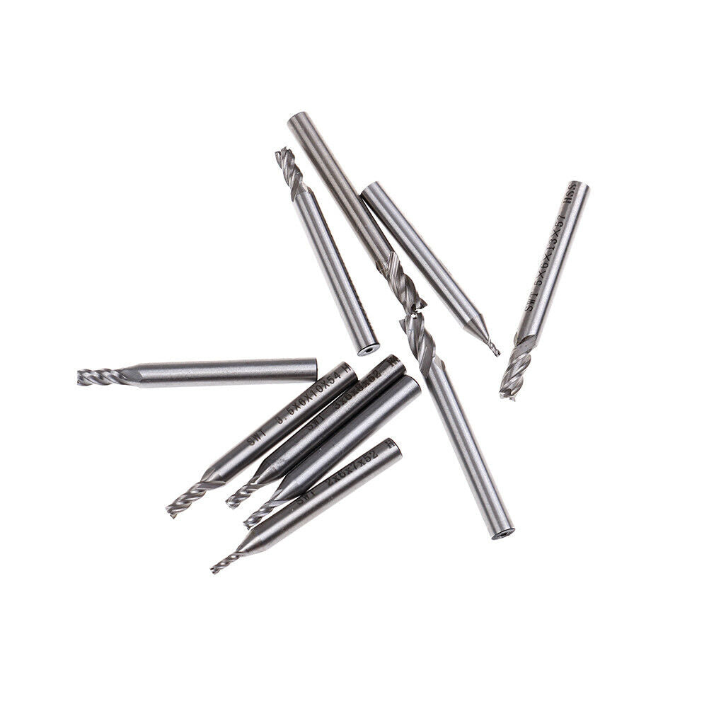 10X 1.5-6mm HSS Straight Shank 4 Flue End Mill Cutter CNC Drill Bit Tool SeY1
