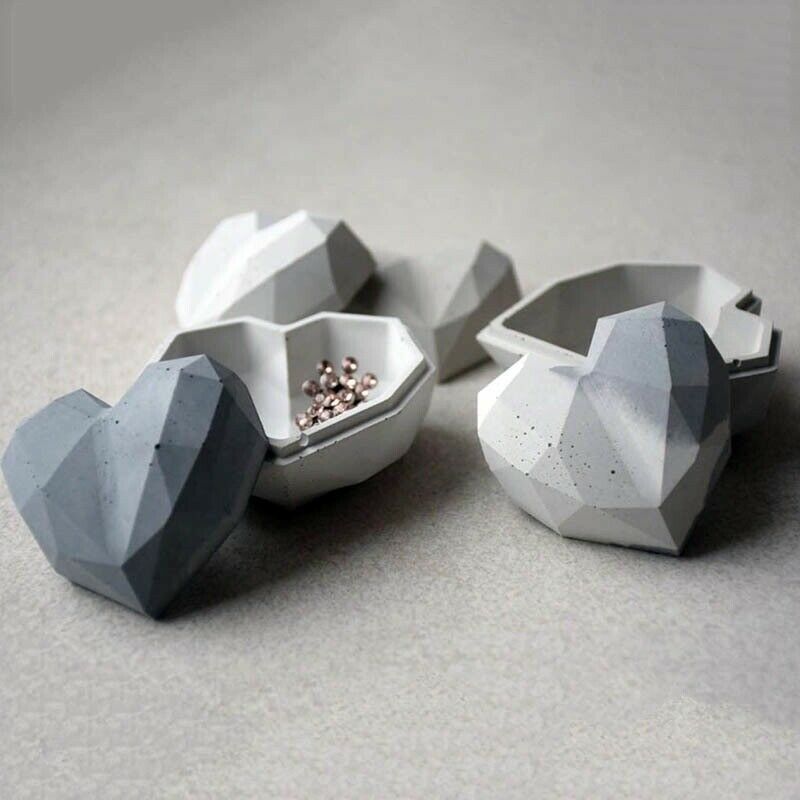 2PCS Silicone Heart Design Storage Box Mold Making Mould Casting Free Cra.l8