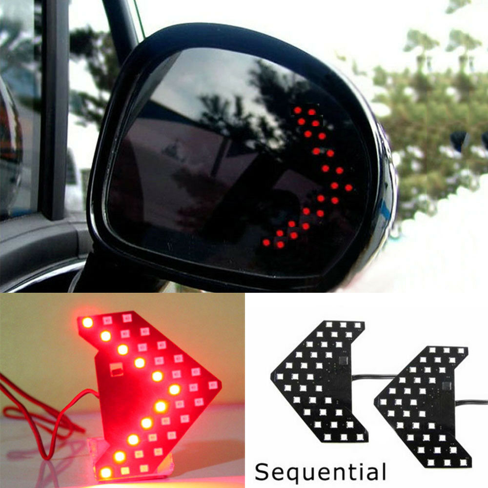 2 Super Red 33-SMD Sequential LED Arrows for Car Side Mirror Turn Signal Lights