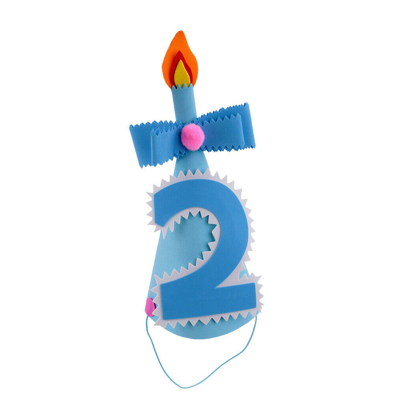 Lovely Baby Birthday Party Cone Hat For Baby Shower Blue 2 Year