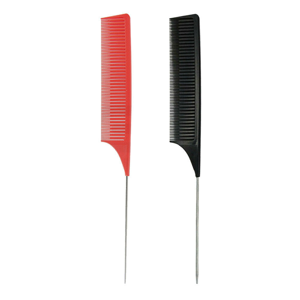 2pcs Black&Red Plastic Weave Highlighting Foiling Hair Comb Highlight Combs