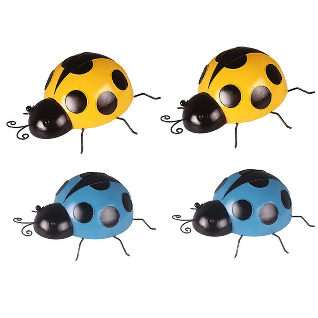 2/Pack Iron Ladybug Metal Animal Hanging Wall Art Crafts Hanging Indoor Outdoor