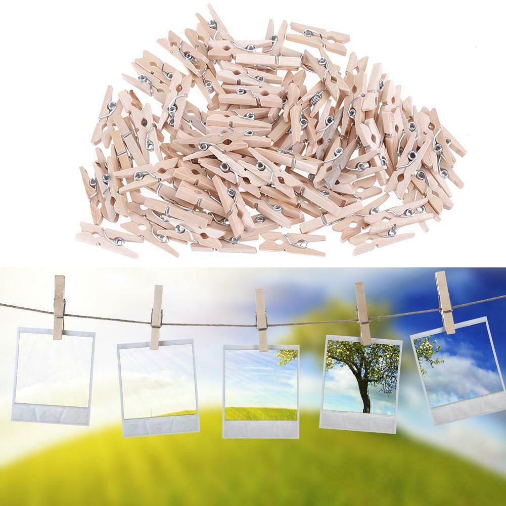 100pcs Wooden Clips Household Drying Socks Towel Rack Clamps Holder @