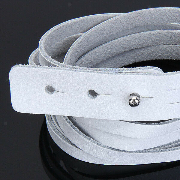 Fashion Long Oxhide Leather Strap Wrap Cuff-Bracelet-Belt -White