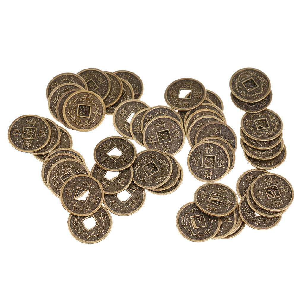 50Pcs Feng Shui Coin Chinese Traditional Coins Protection Oriental Amulet 2cm