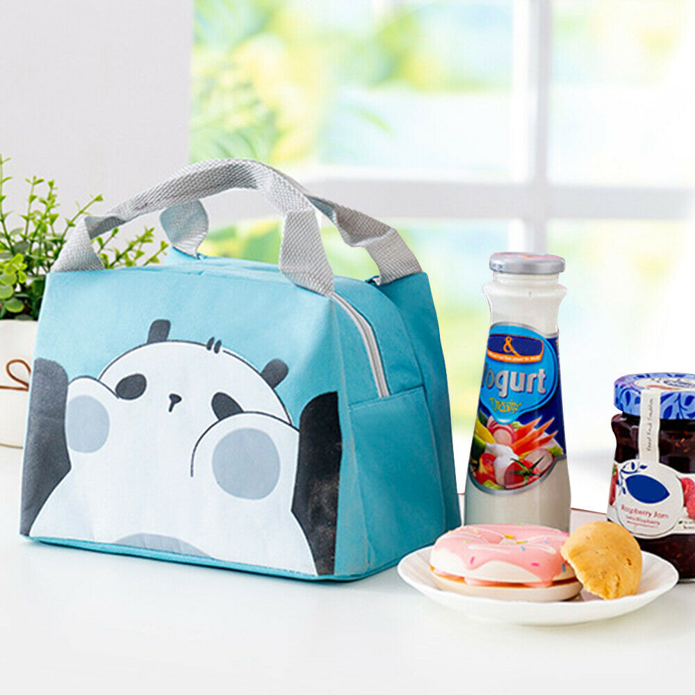 Panda Lunch Tote Bag Insulated Lunch Carrying Handbag Storage Box with key Ring