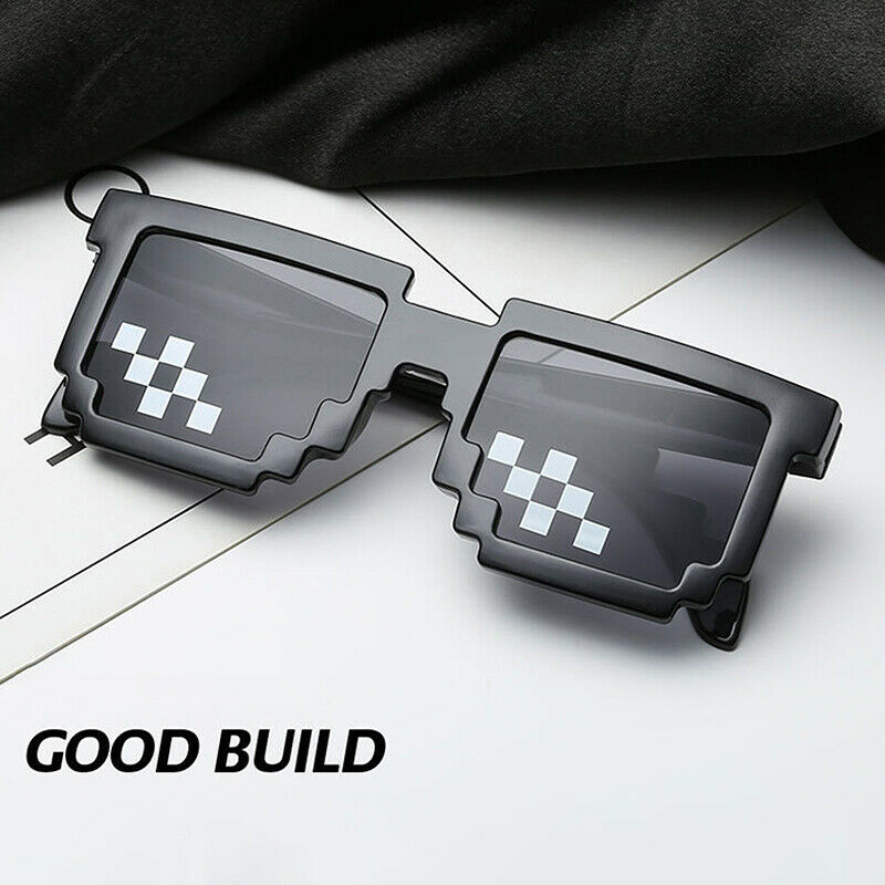 Men Women 8 Bit Coding Pixel Thug Life Mosaic Glasses Sunglasses Trendy Cool Ad