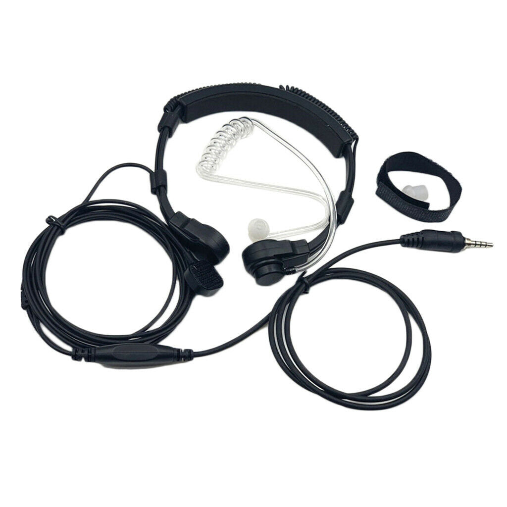 Throat Mic Covert Acoustic Tube Earpiece Headset With PTT For 1 Pin