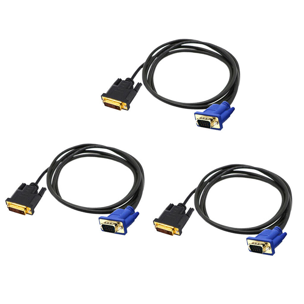 Set of 3 DVI 24+1pin Male to VGA SVGA D-Sub Male Convert Adapter Cable