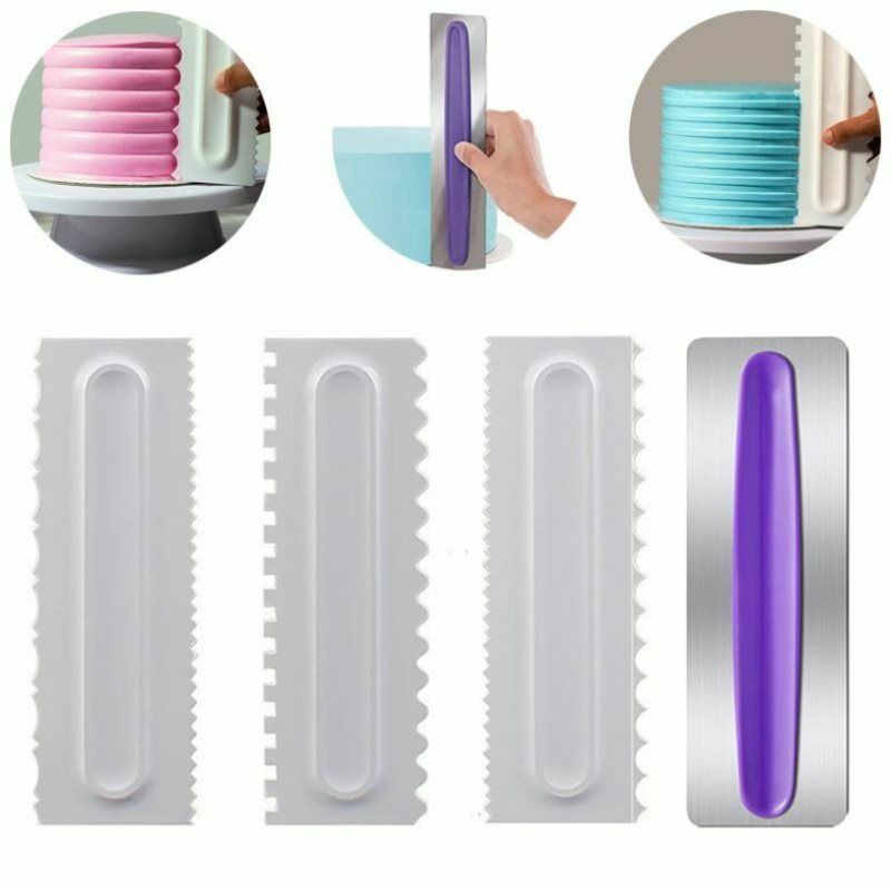 4PCS Stainless Steel Cake Scraper Smoother Edge Kitchen Decor baking toolsBDAU