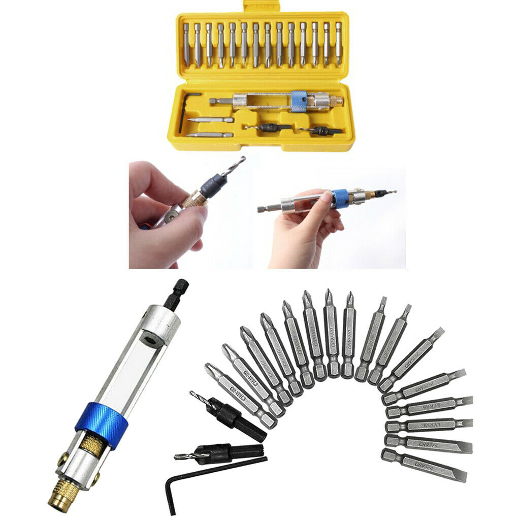 20Pcs Half Times Drill Kit 20 Drill Driver Countersink Bits Self-locking
