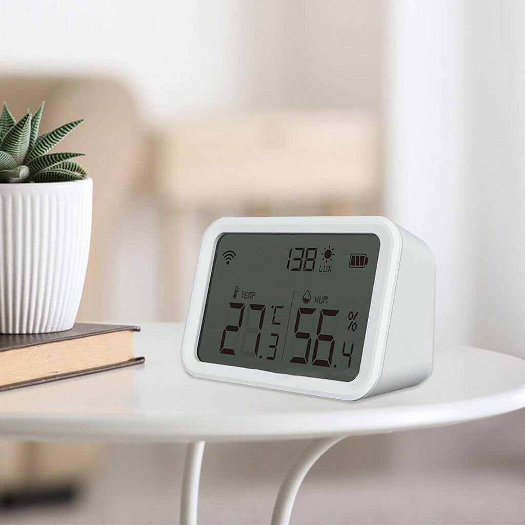 Mini Indoor Thermometer Hygrometer Room Lux Light Detector for Basement