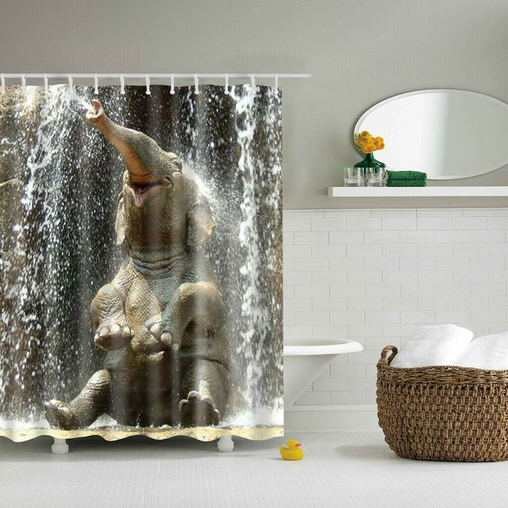 Polyester Waterproof Bathroom Shower Curtain Divider Sheer w / Hook Funny