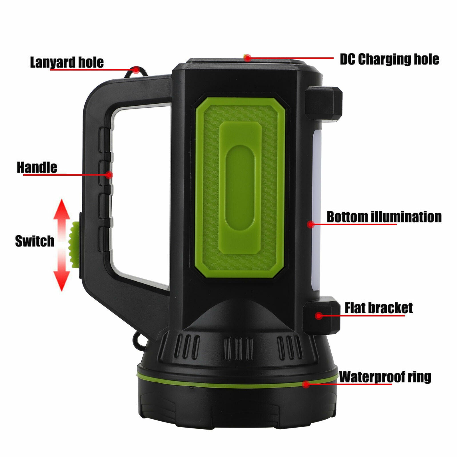 Super Bright LED Searchlight Rechargeable Handheld Spotlight Flashlight Portable