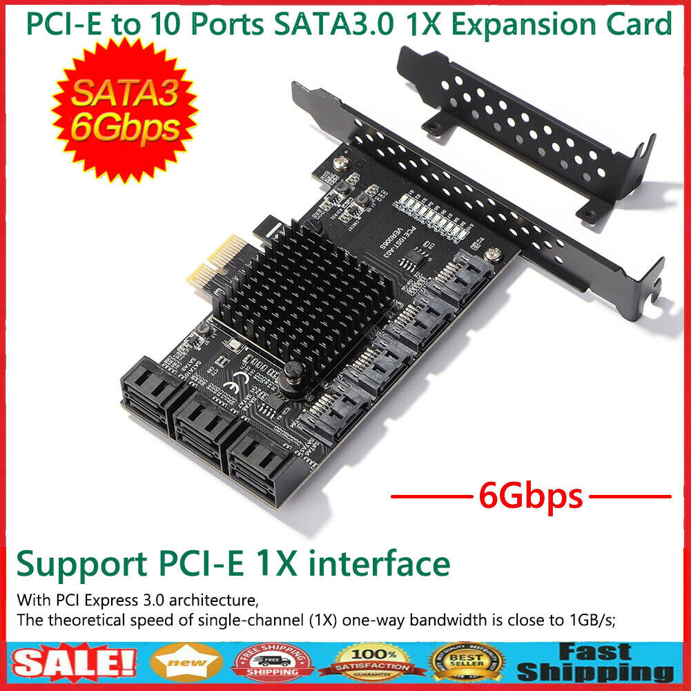 PCI-E to 10 Ports SATA3.0 PCI-E 1X Expansion Card PCI Express 3.0 GEN3 Adapter