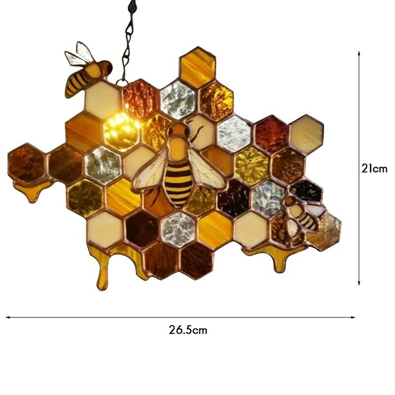 Queen & Bee Protect Honey Suncatcher Honey Bee Mosaic Handmade Home DecoratiU1O4