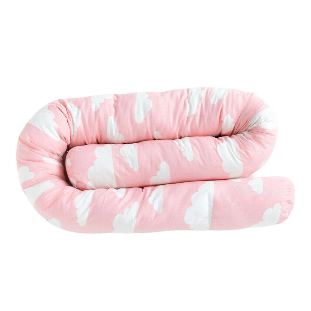 Baby Long Bumper Pillow Unisex Multipurpose Pads for Newborn Infant Pink Clouds