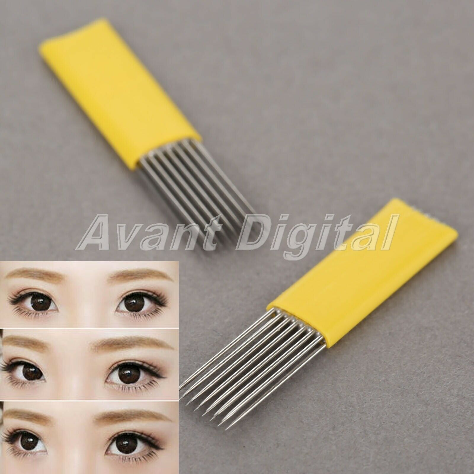 10X Stainless Steel Eyebrow Tattoo Permanent Makeup Pen Blade 15Pin Needles Kit