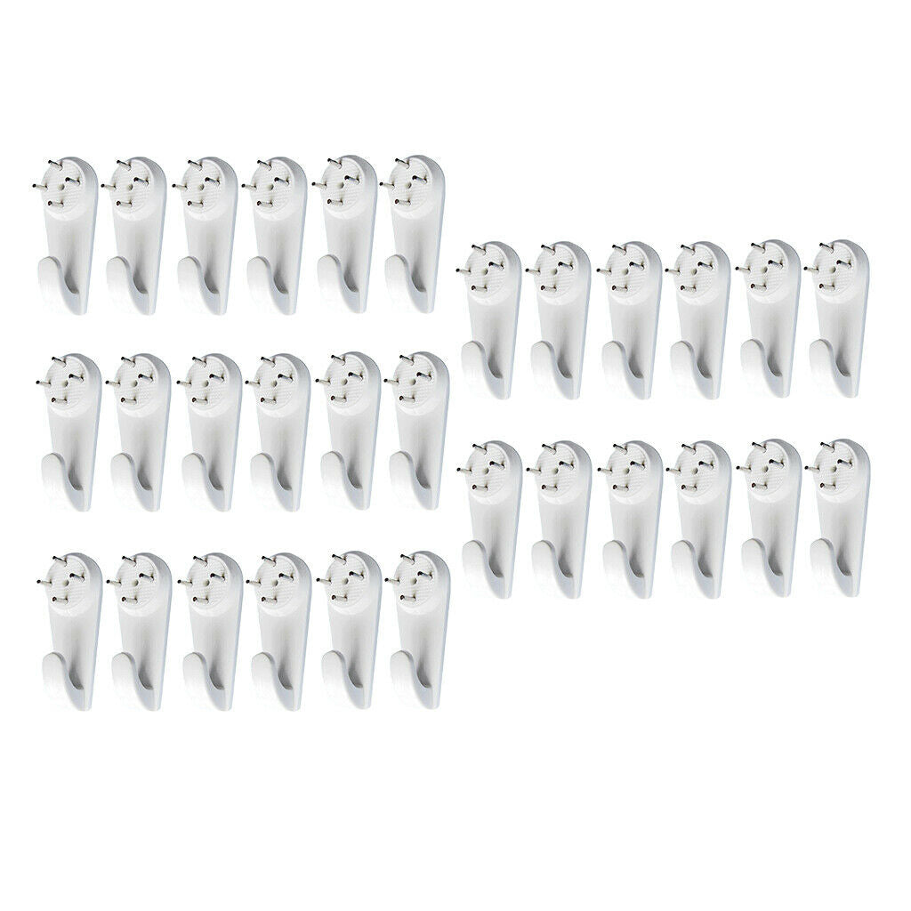 30 pieces Plastic Hard Wall Hooks Picture Frame Hanging Hooks & Nails Set
