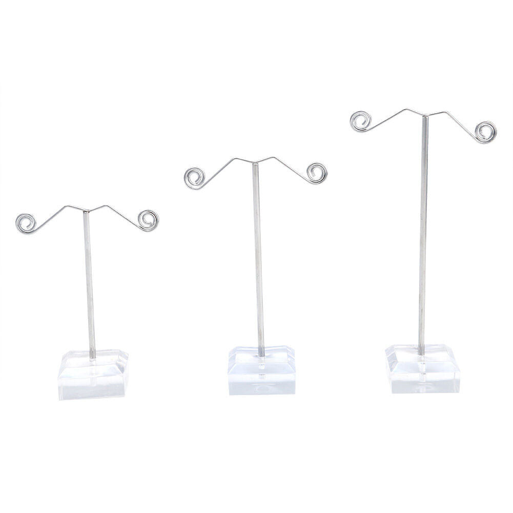 3pcs Clear Acrylic Metal Tree Earring Necklace Jewelry Display Stand Rack Holder