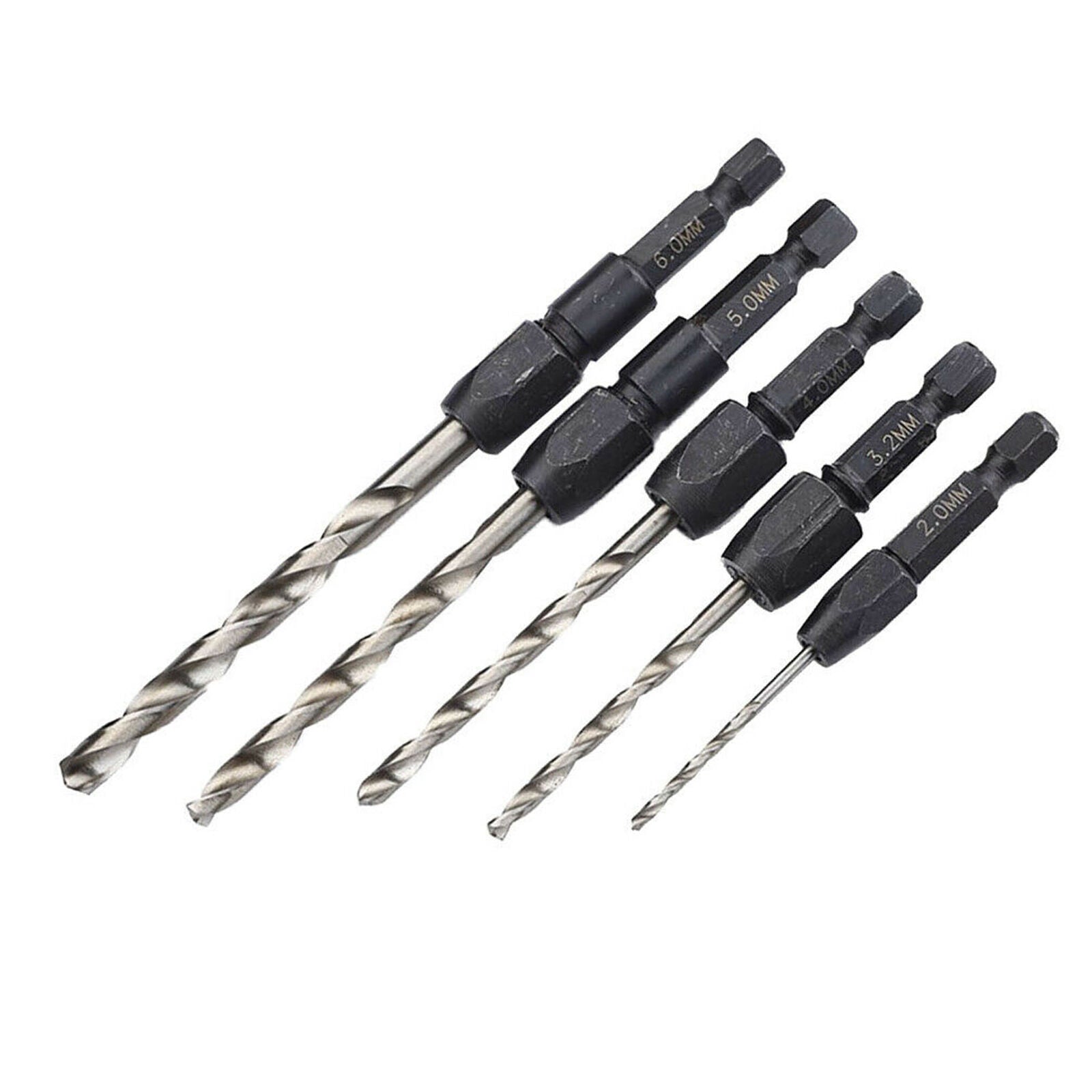 5Pcs Snappy Quick Change Hex Shank HSS Drill Bit Set 2,3.2,4,5,6mm