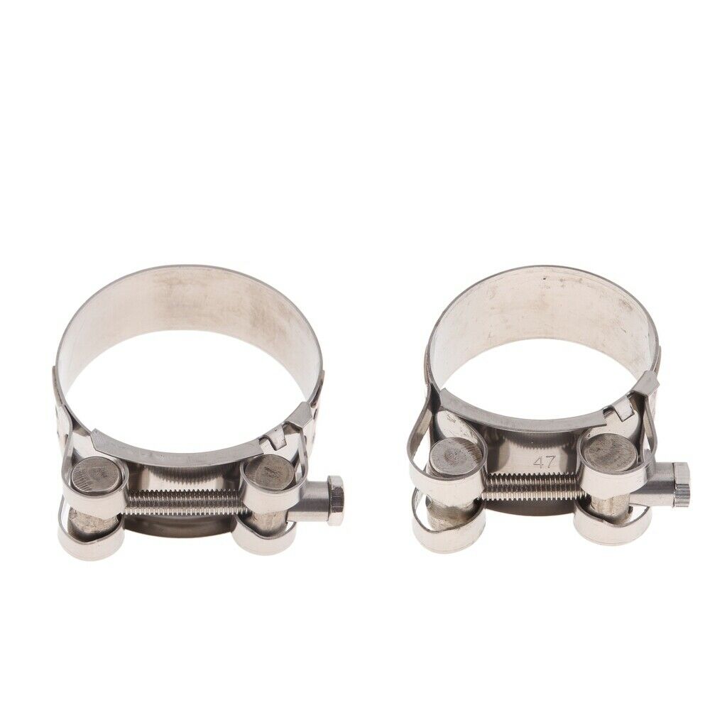 52-55/44-47mm Heavy Duty Stainless Steel Motorbike Exhaust Clamp Banjo Clips