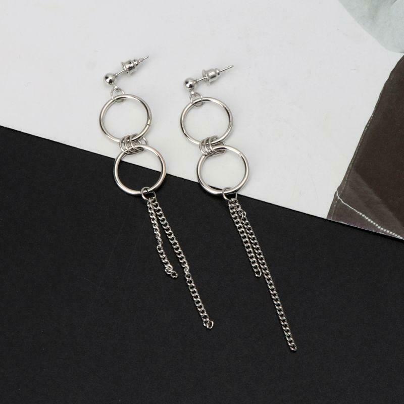 Hollow Cicle Drop Earrings Chain Earring Long Tassel Earrings Korean Jewelry