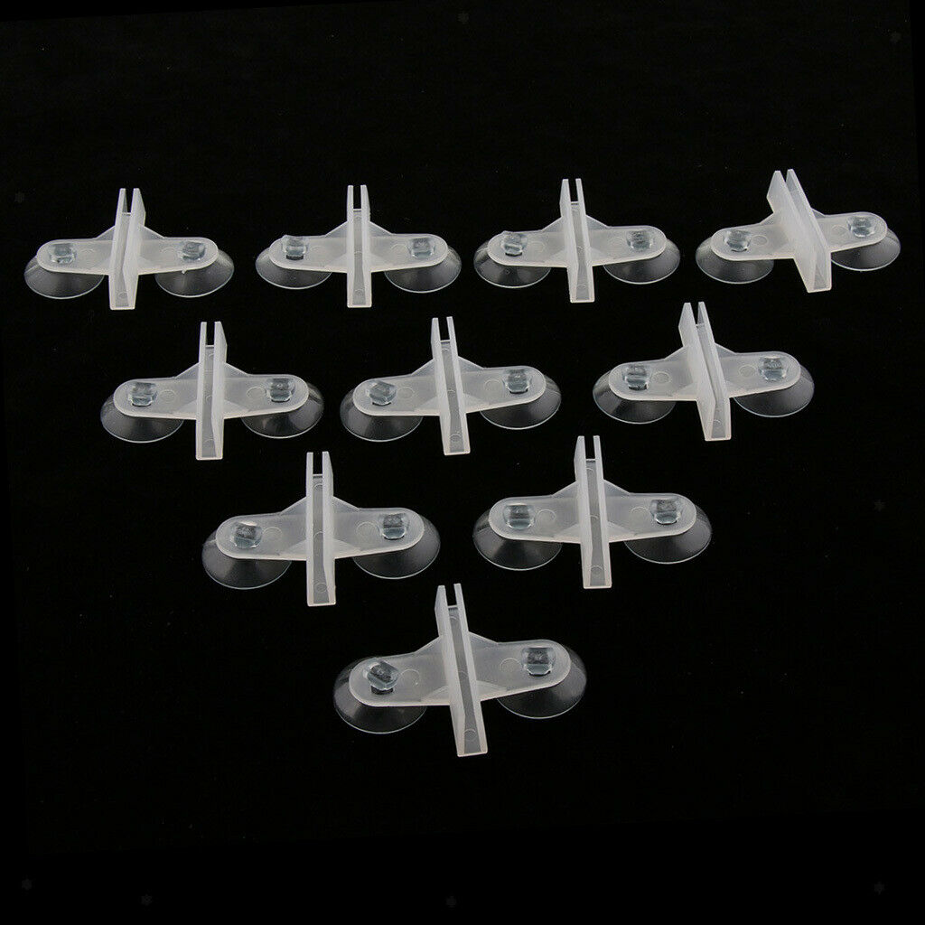 2X 10Pcs Aquarium Plastic Dual Suction Cup Clip Sucker Divider Support Holder