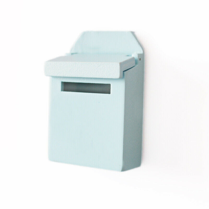 Blue Wooden Mailbox Steepletop Door with 1/12 Hardware