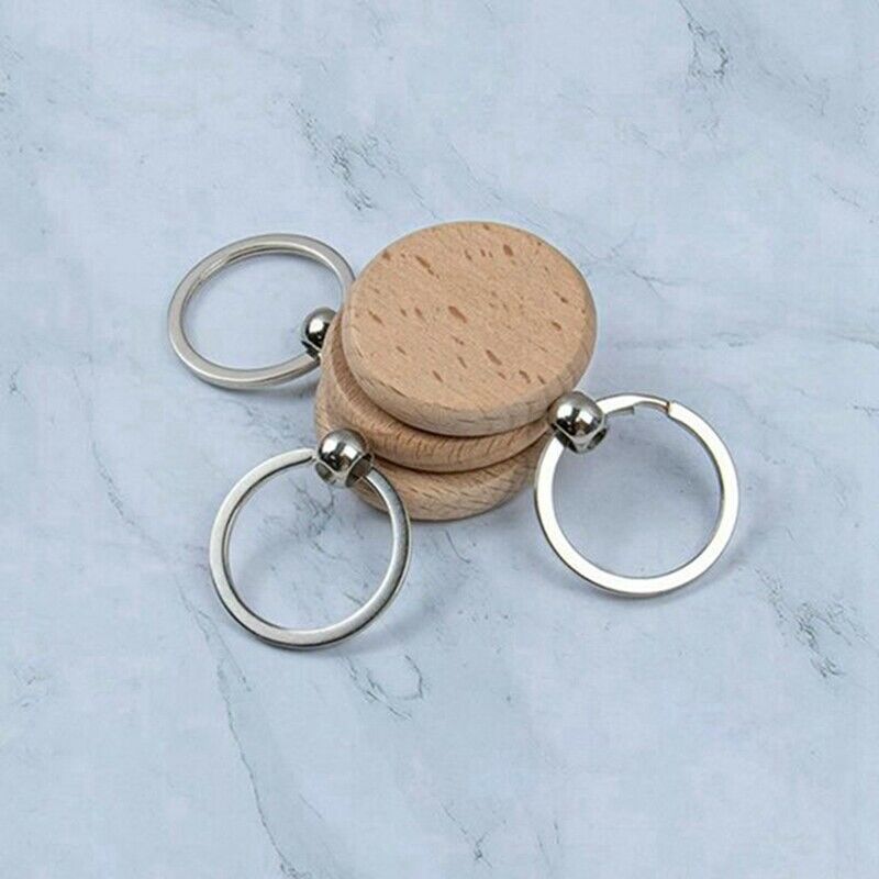 25Pieces Blank Wooden Key Chain Diy Wood Keychain s Key Tags Jewelry FindingT4F8