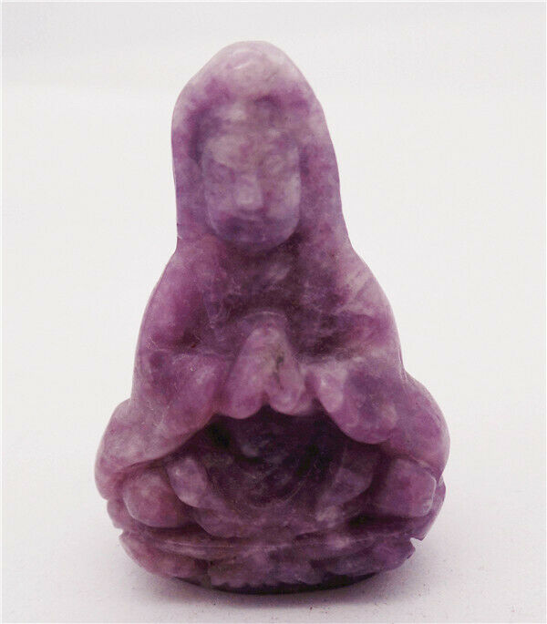 38x26x13mm Natural Amethyst Carved Avalokitesvara Decoration Reiki Statue HH8099