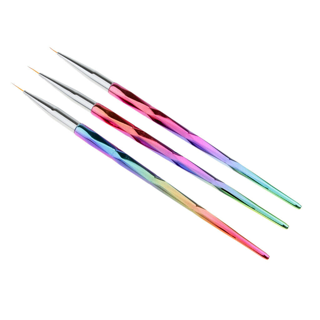 3x Pro Fine Head Nail Art Brush Liner Drawing Painting Line Pen For Nail DIY