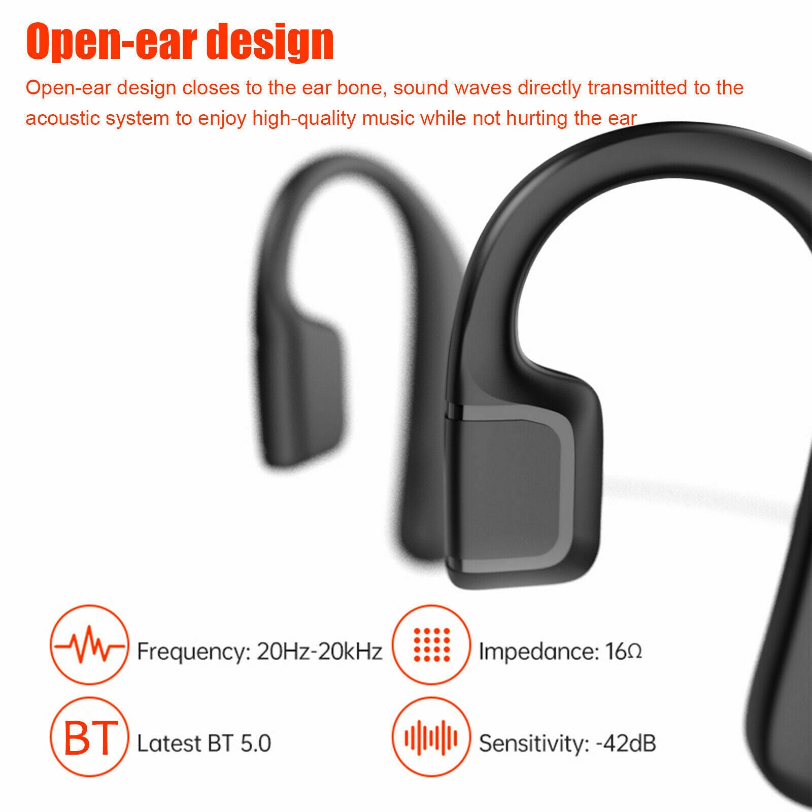 Wireless Bone Conduction Open Ear Headset Bluetooth 5.0 Headphones Outdoor Sport