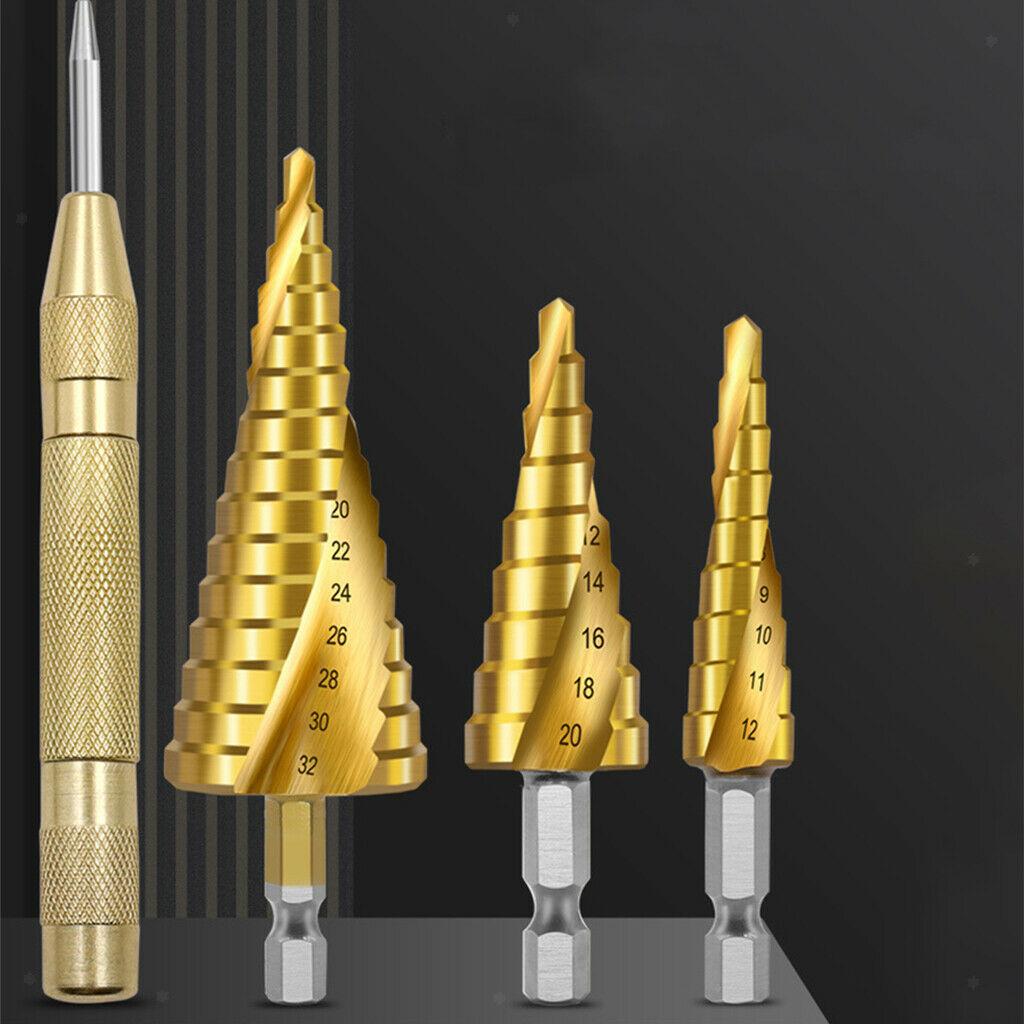 Spiral Groove Step Drill Bits Set Peeling Drill Taper Drill DIY Sheet Metal