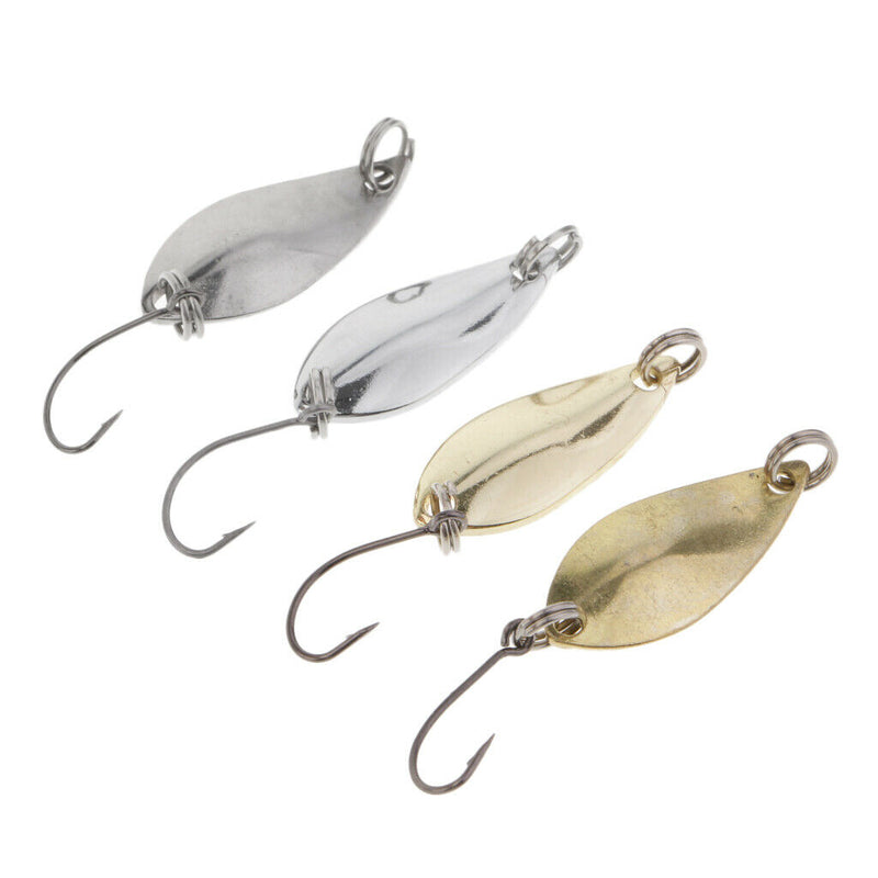 4pcs Metal Fishing Lures Spoon Spinner Baits with Hook 3cm Without Feathers