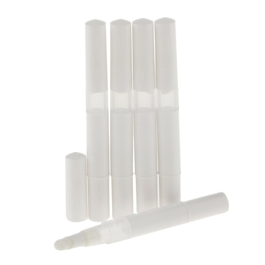 5pcs 3ml Empty Twist Pen Lip Gloss Nail Polish Eyelashes Tubes with Brush White