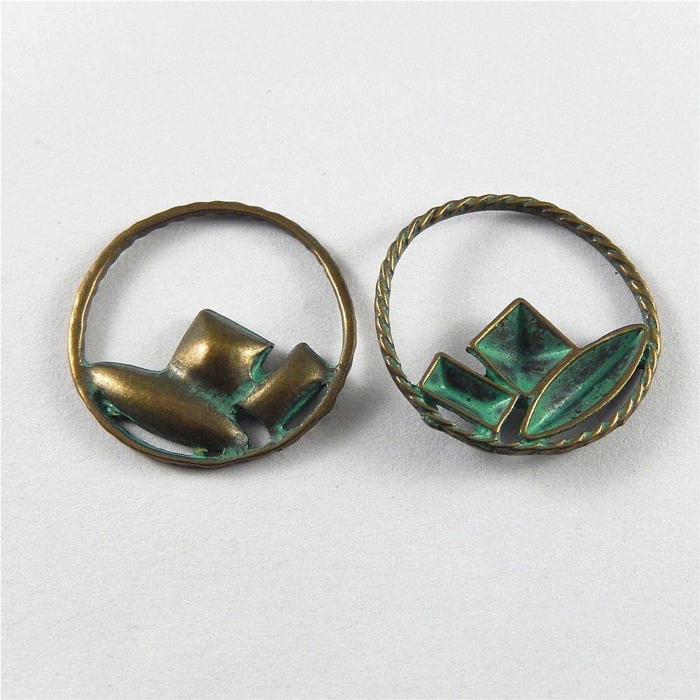 20 pcs Retro Round Frame Geometric Charm Pendant Patina Alloy Crafts 24*3mm