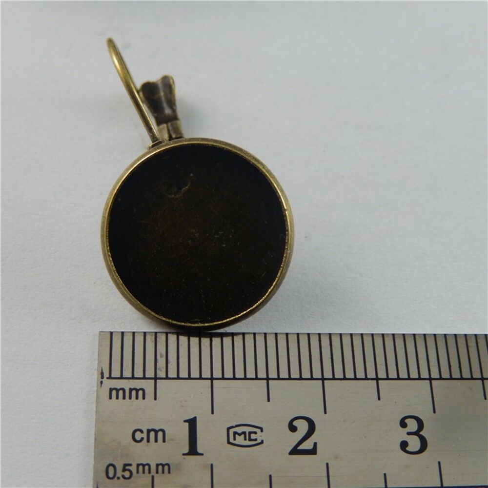20 pcs Antiqued Bronze Round 18mm Blank Bezel Leverback Cup Earring Post Metal