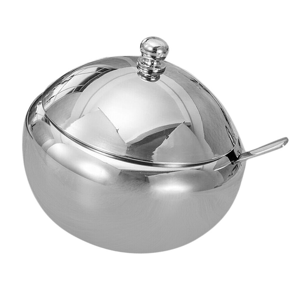 Seasoning Jars with Spoons Stainless Steel Spice Jars Condiment Pots 560ml