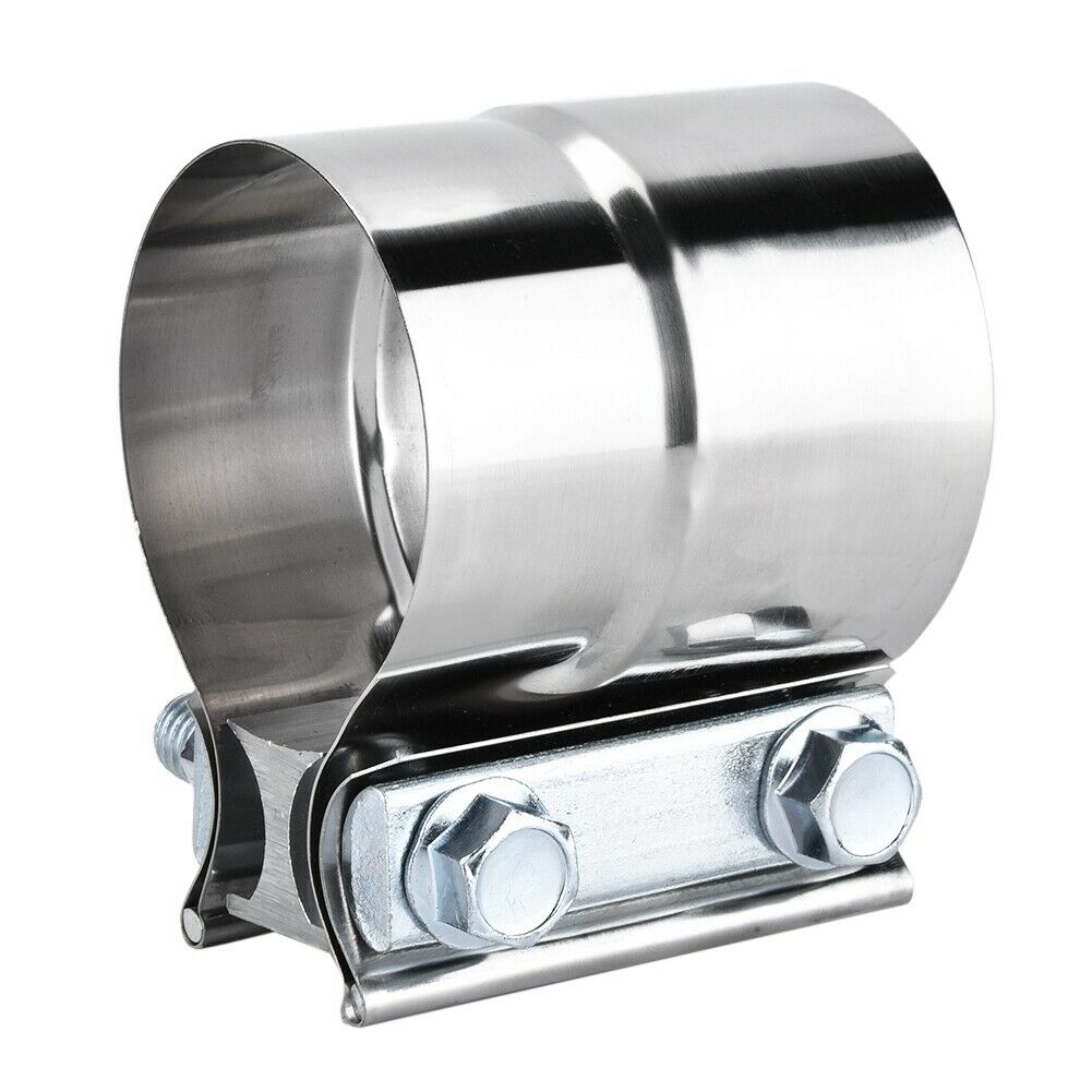 2.5"/66mm Clamp-On Stainless Exhaust Pipe Connector Sleeve Joiner Clamps Kit Set