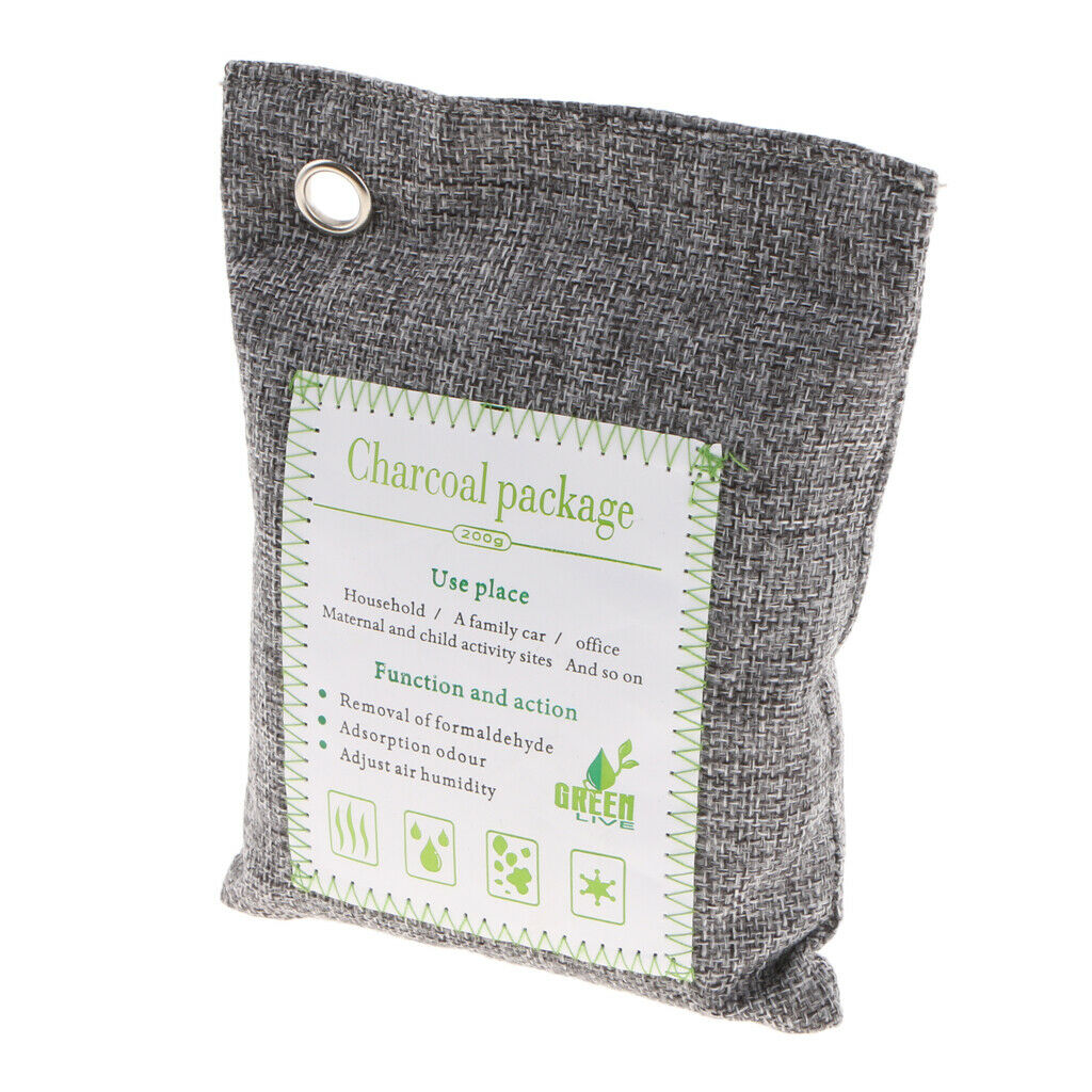 2 Pack Bamboo Odor Eliminator Bags 500g, Natural Bamboo Charcoal Air Purifying
