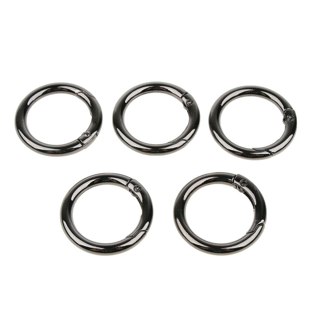5x Zinc Alloy Round Spring Buckles Snap Hook Keychain Camping Black 25mm